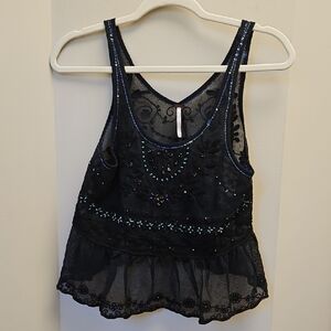 Free People Black Lace Camisole Top